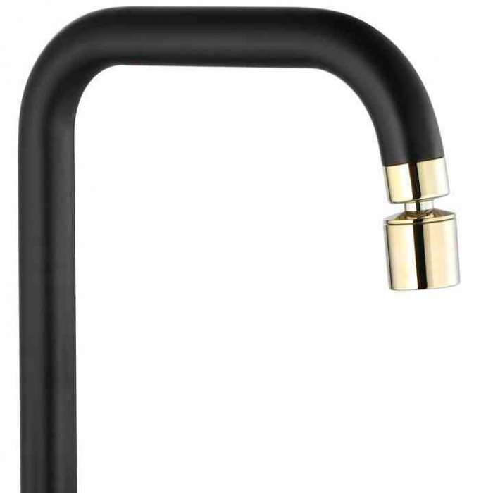 Baterie bucătărie culoare neagră înălțime 33 cm material alamă model Polo Black Gold [2]