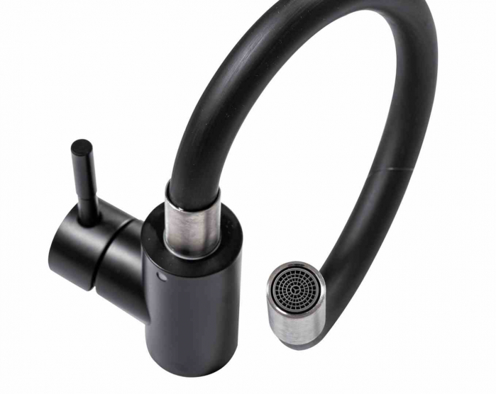 Baterie bucătărie culoare neagră înălțime 53 cm material alamă model Clever Black Silver [5]