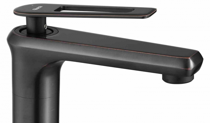 Baterie lavoar culoare negru mat înălțime 15 cm material alamă model Blade Old Black Low [4]