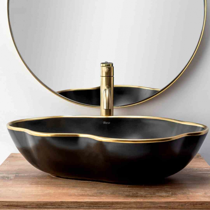 Baterie chiuvetă culoare auriu periat înălțime 28 cm material alamă model Lungo Gold High Brushed [6]