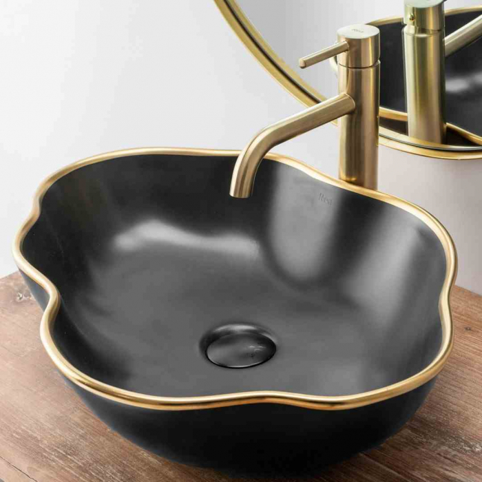 Baterie chiuvetă culoare auriu periat înălțime 28 cm material alamă model Lungo Gold High Brushed [5]