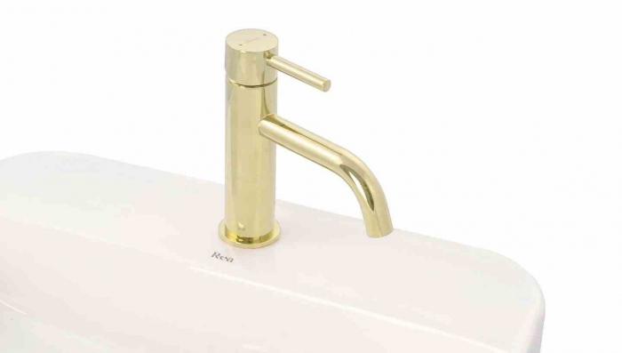 Baterie lavoar culoare auriu înălțime 16.5 cm material alamă model Lungo Gold Low [3]