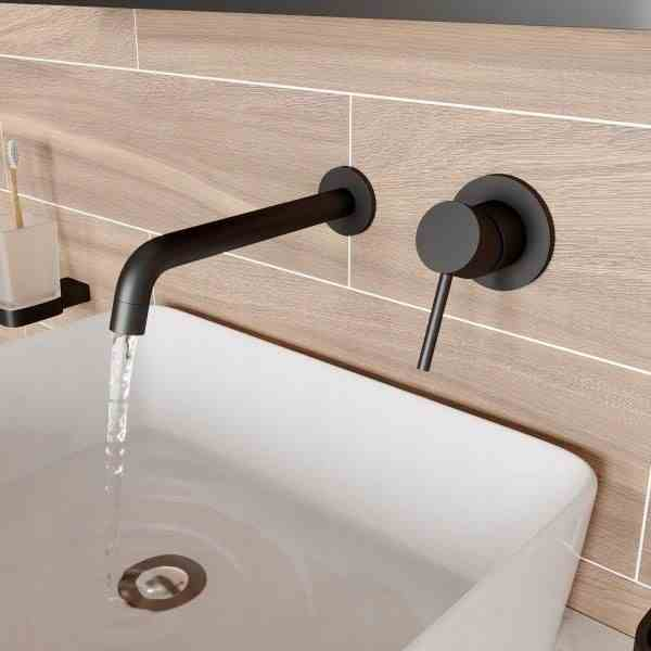 Baterie lavoar culoare neagră înălțime 11 cm material alamă model Lungo Black [2]