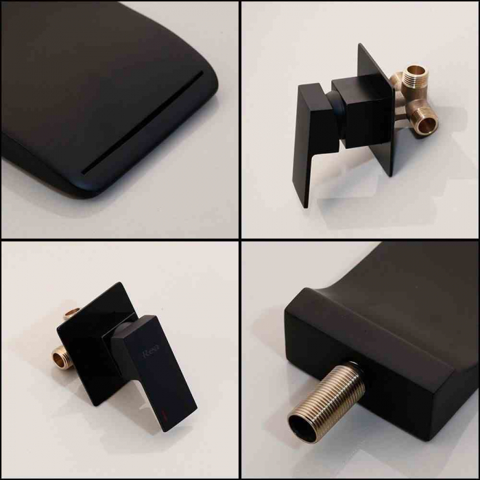 Baterie chiuvetă culoare neagră înălțime 10 cm material alamă model Mason Black [5]