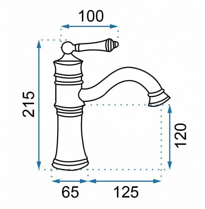 Baterie chiuvetă culoare neagră înălțime 21.5 cm material alamă model Vintage Old Black Low [9]