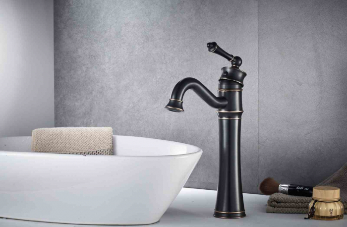 Baterie lavoar culoare neagră înălțime 30.5 cm material alamă model Vintage Old Black High [2]