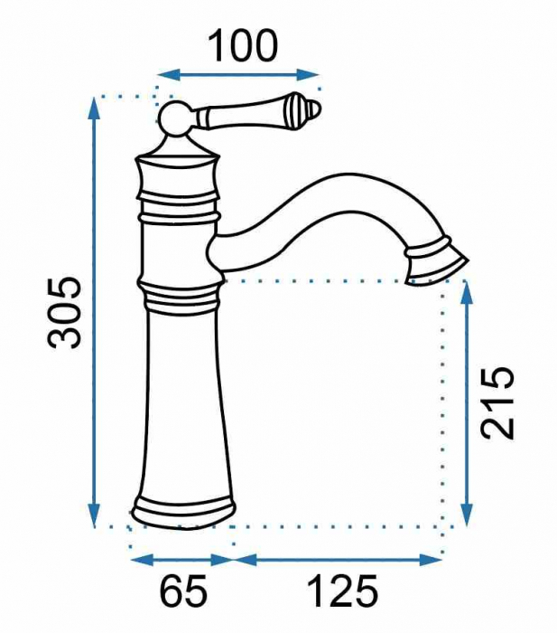 Baterie lavoar culoare neagră înălțime 30.5 cm material alamă model Vintage Old Black High [5]