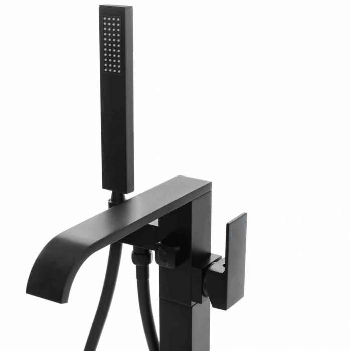 Baterie cadă de podea culoare neagră înălțime 112 cm material alamă model Carat Black Matt [3]