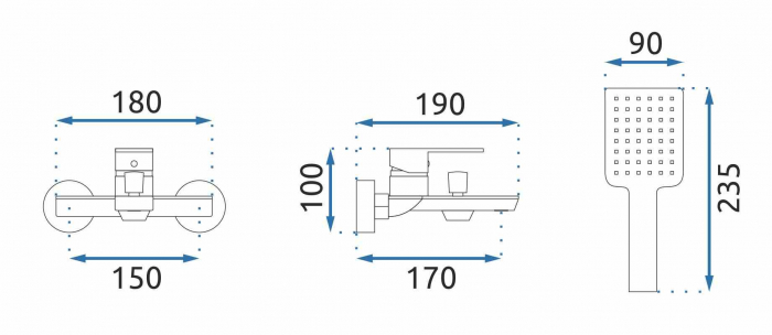 Baterie cadă culoare negru mat înălțime 10 cm material alamă model Urban Black [7]