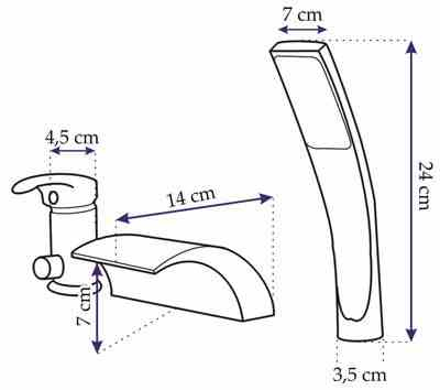 Baterie cadă tip cascadă culoare crom înălțime 24 cm material alamă model Riven Chrome [7]
