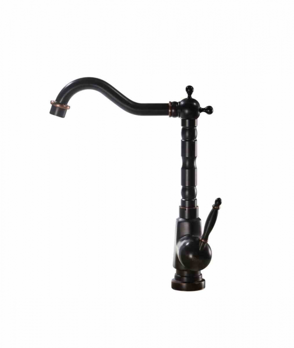 Baterie lavoar culoare neagră înălțime 28.5 cm material alamă model Bona Old Black High [2]