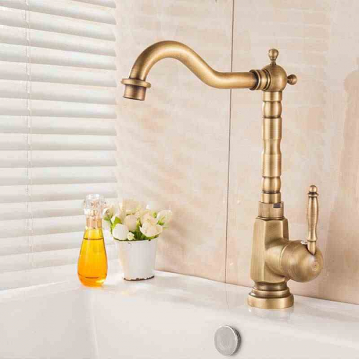 Baterie chiuvetă culoare auriu periat înălțime 28.5 cm material alamă model Bona Old Gold High [3]