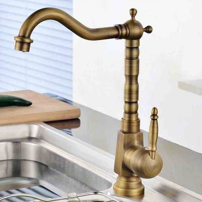 Baterie chiuvetă culoare auriu periat înălțime 28.5 cm material alamă model Bona Old Gold High [2]