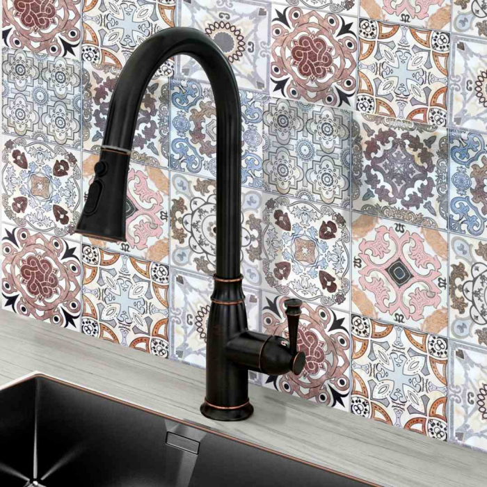Baterie bucătărie culoare neagră înălțime 43 cm material alamă model Deco Old Black [2]