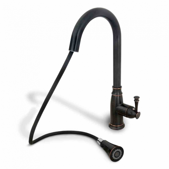 Baterie bucătărie culoare neagră înălțime 43 cm material alamă model Deco Old Black [4]