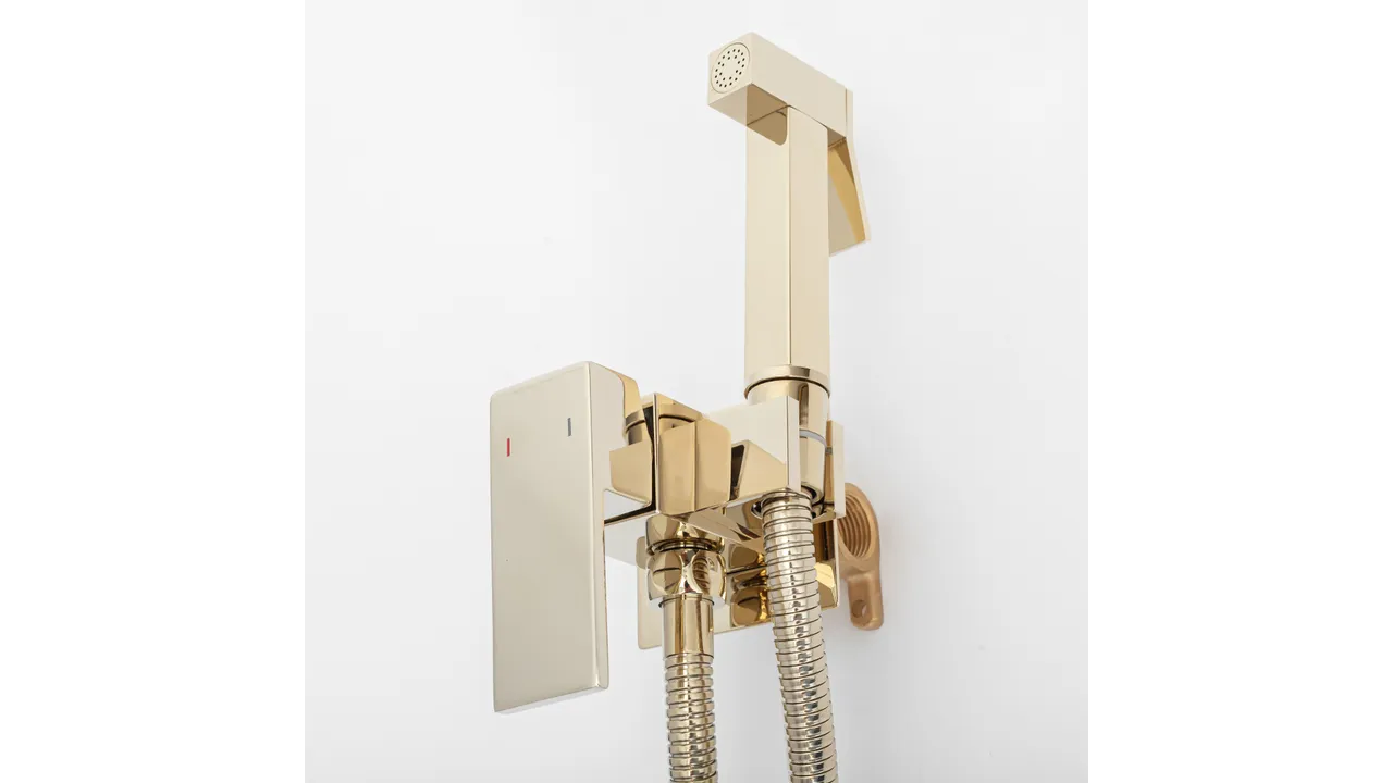 Baterie bideu culoare auriu înălțime 10 cm material alamă model Fenix Gold [2]