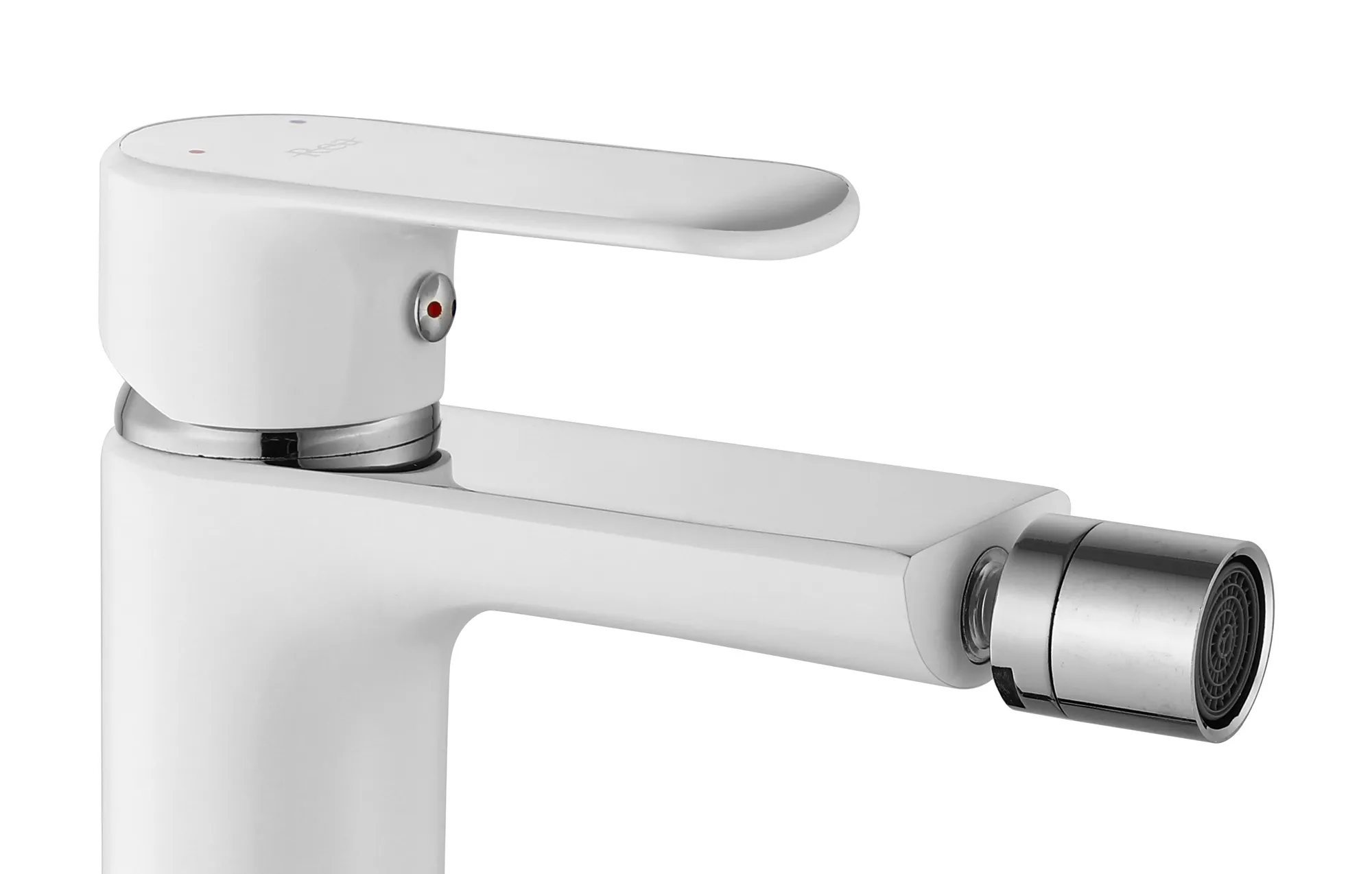 Baterie bideu culoare albă înălțime 16 cm material alamă model Bloom White/Chrome [3]