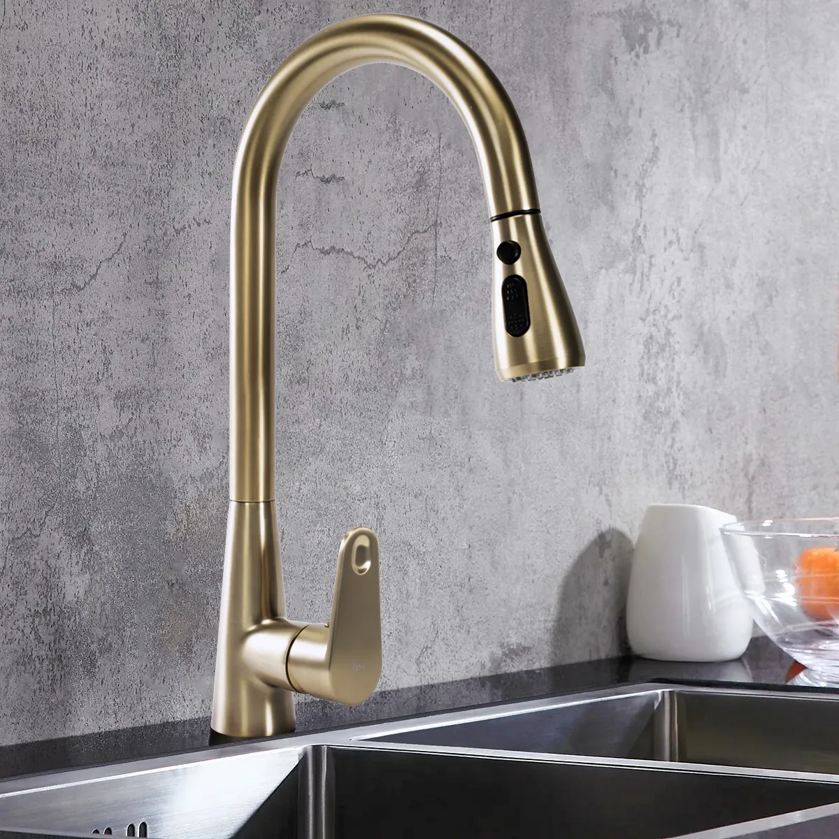 Baterie bucătărie culoare auriu periat înălțime 43 cm material alamă model Mild Gold Brushed [3]