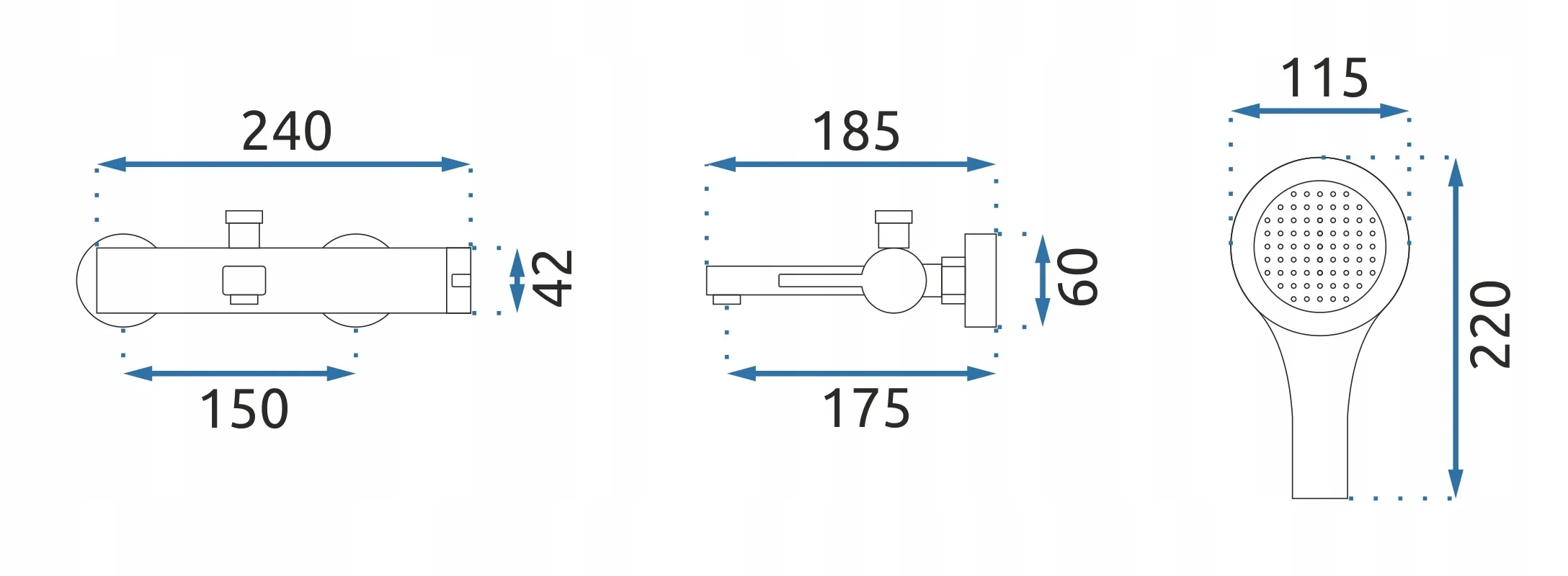 Baterie cadă culoare albă înălțime 8.5 cm material alamă model Polo Chrome/White [6]