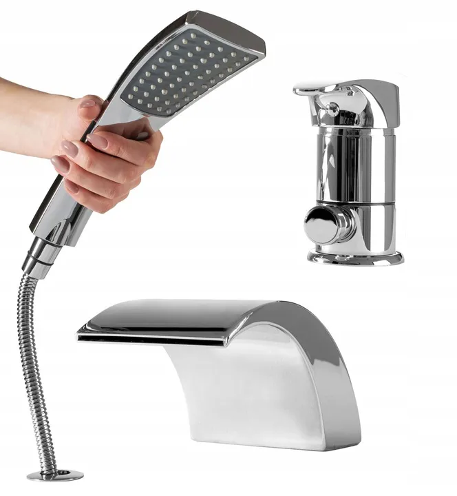 Baterie cadă tip cascadă culoare crom înălțime 24 cm material alamă model Riven Chrome [3]