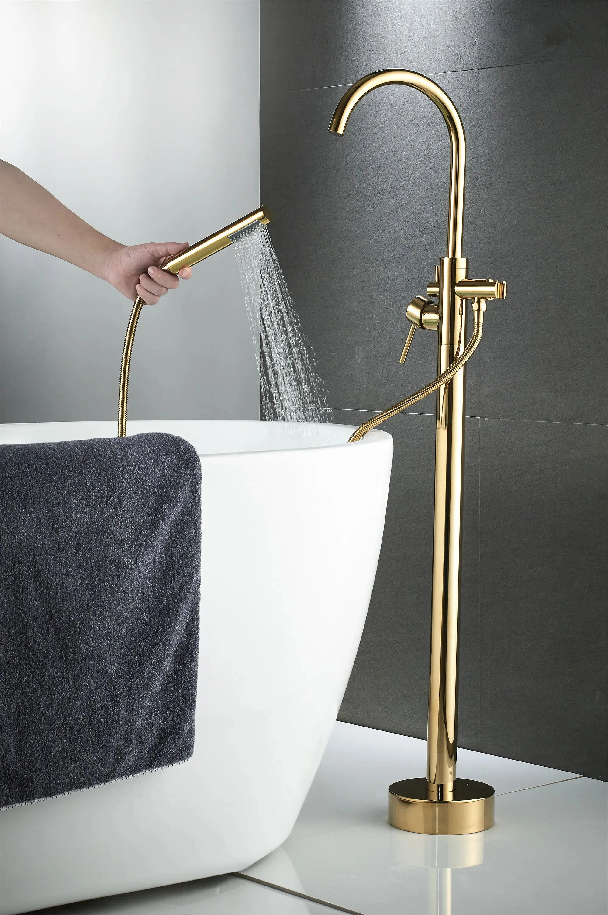 Baterie cadă de podea finisaj auriu înălțime 110 cm model Lungo Gold [6]