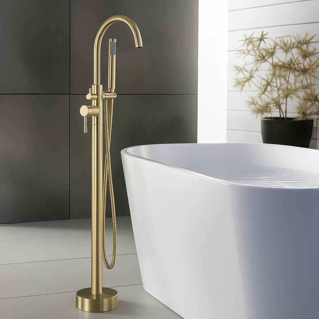 Baterie cadă de podea culoare auriu periat înălțime 110 cm model Lungo Brushed Gold [2]