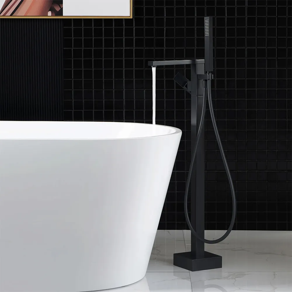 Baterie cadă de podea culoare negru mat înălțime 88.5 cm material alamă model Tery Black [2]