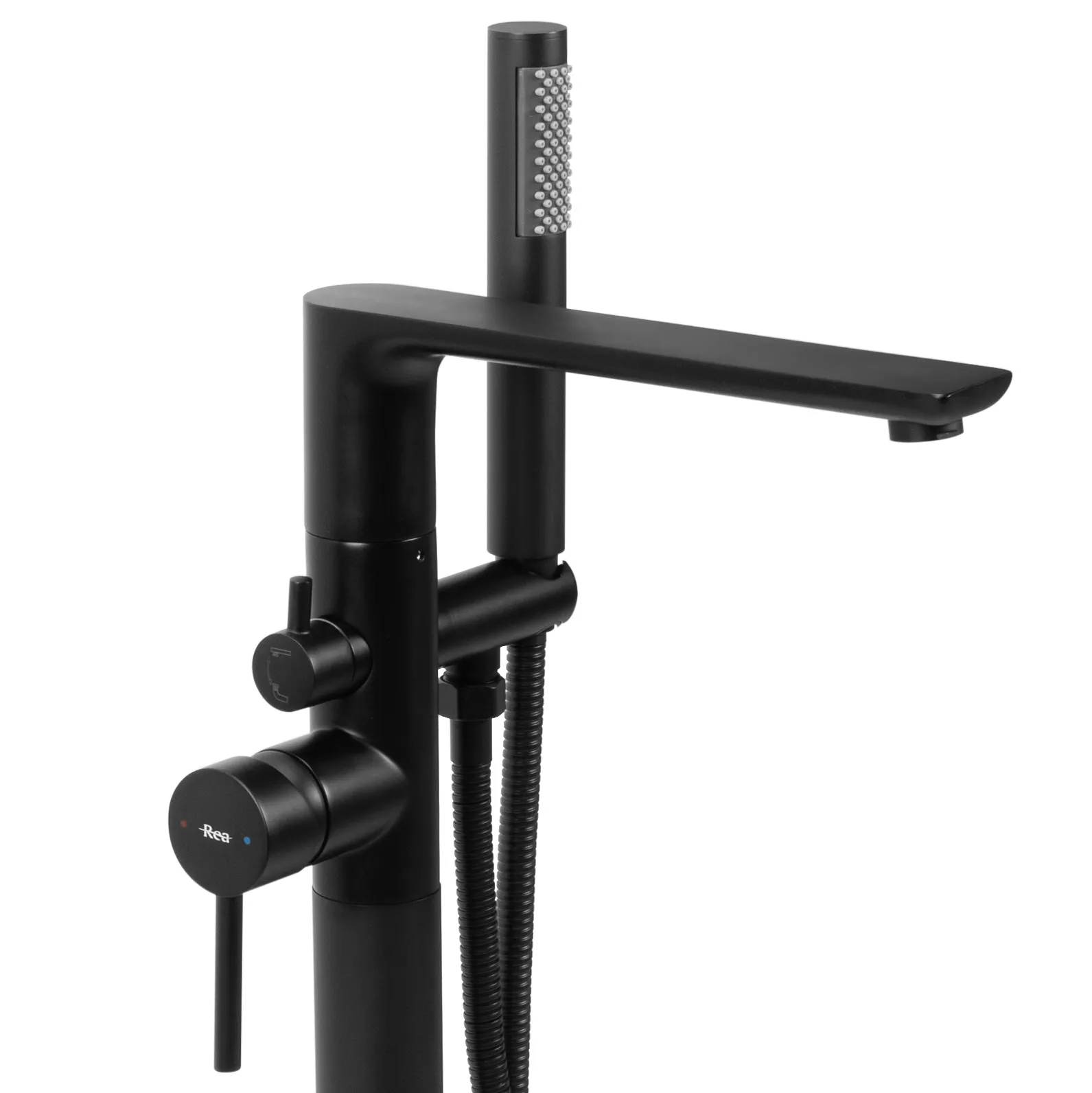 Baterie cadă de podea culoare negru mat înălțime 99 cm material alamă model Flores Black [2]
