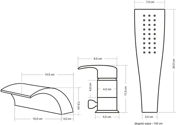 Baterie pentru cadă tip cascadă culoare auriu periat înălțime 24 cm model Riven Gold Brushed [4]