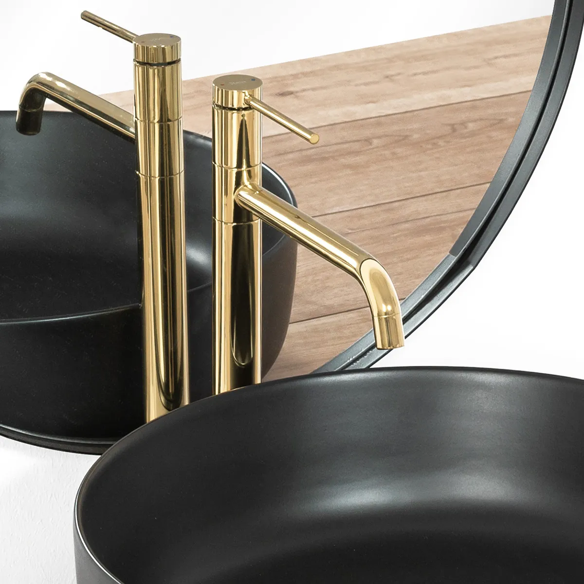 Baterie chiuvetă culoare auriu înălțime 34 cm material alamă model Lugano Slim Gold [2]
