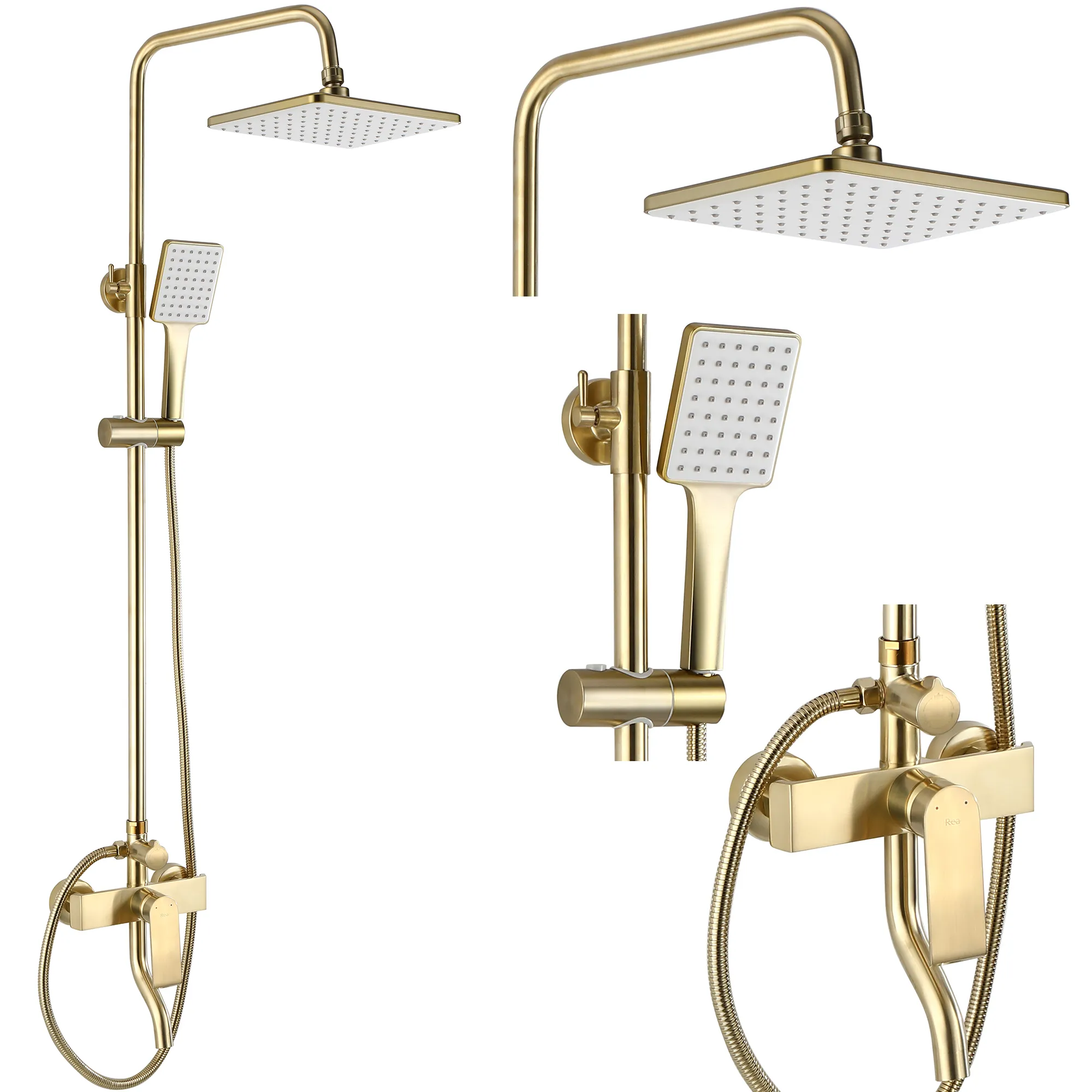 Set de duș culoare auriu periat înălțime 122 cm material alamă/ABS model Hass Brushed Gold [2]