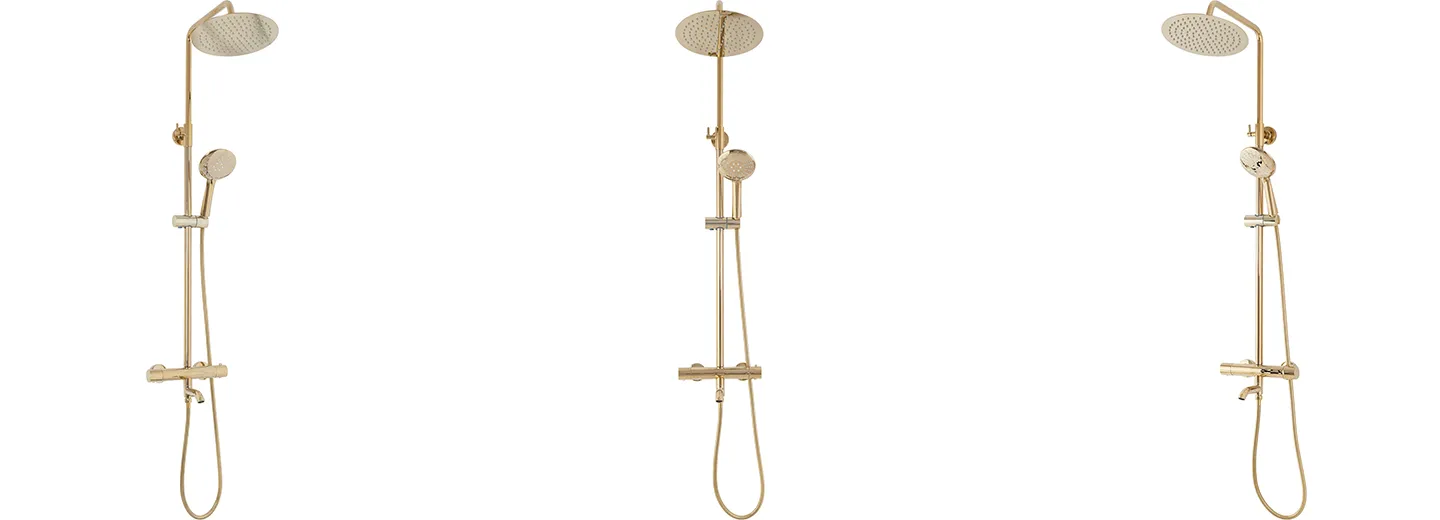 Set de duș cu termostat culoare auriu lucios înălțime 117 cm model Lungo Gold [3]
