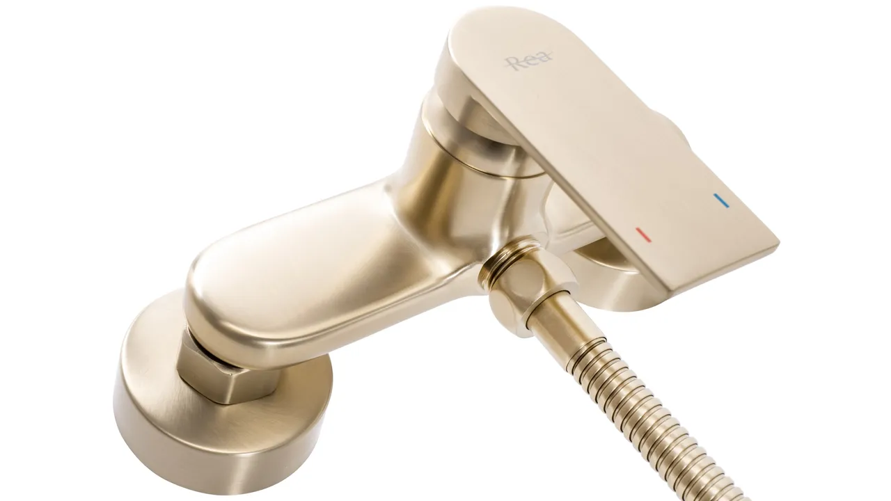 Baterie duș culoare auriu periat înălțime 11 cm material alamă/ABS model Verso Gold Brushed [4]