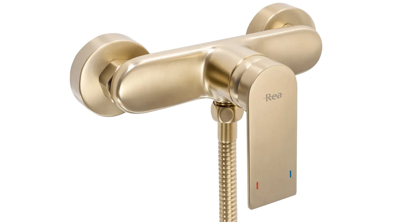 Baterie duș culoare auriu periat înălțime 11 cm material alamă/ABS model Verso Gold Brushed [2]