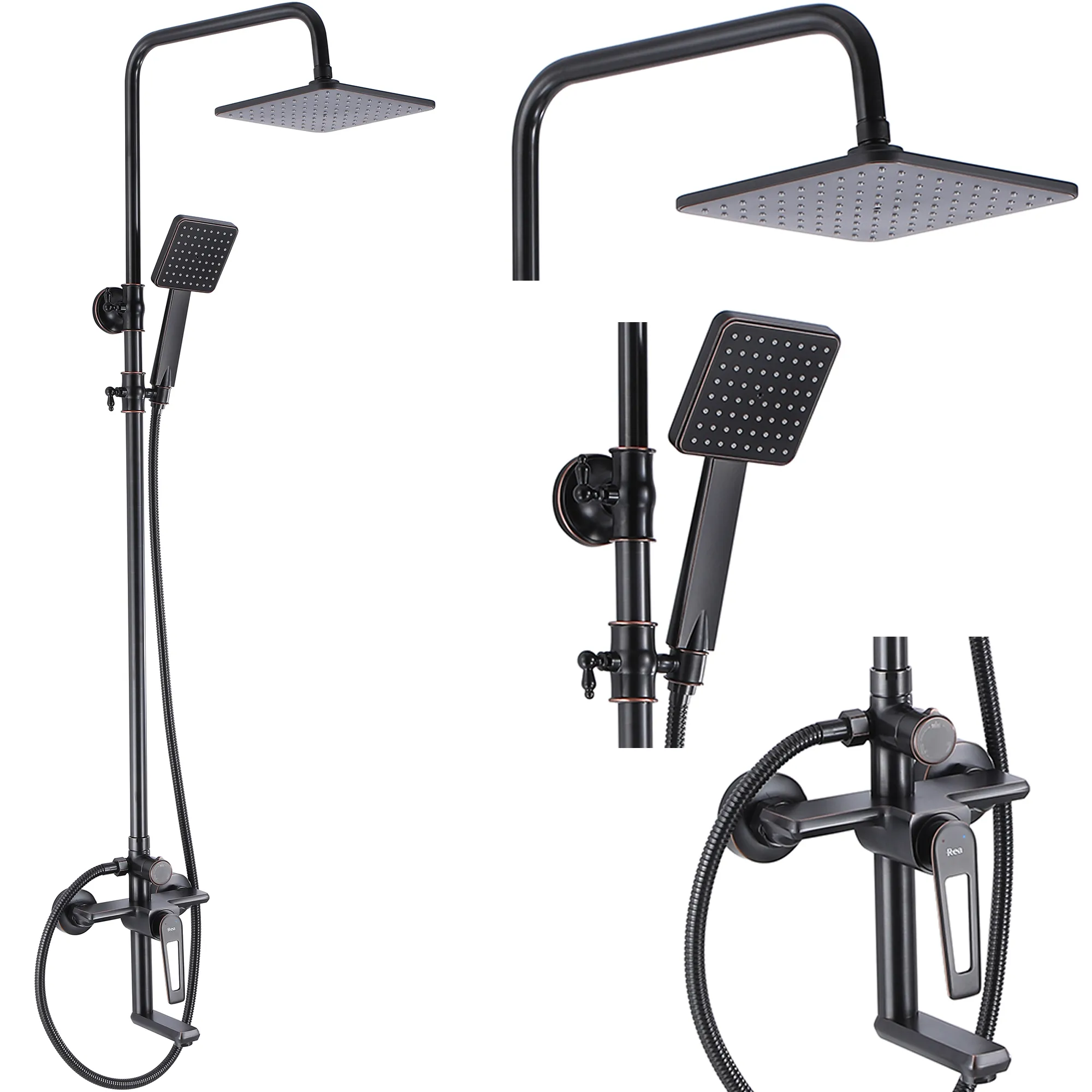 Set de duș culoare neagră înălțime 122 cm material alamă/ABS model Blade Old Black [2]
