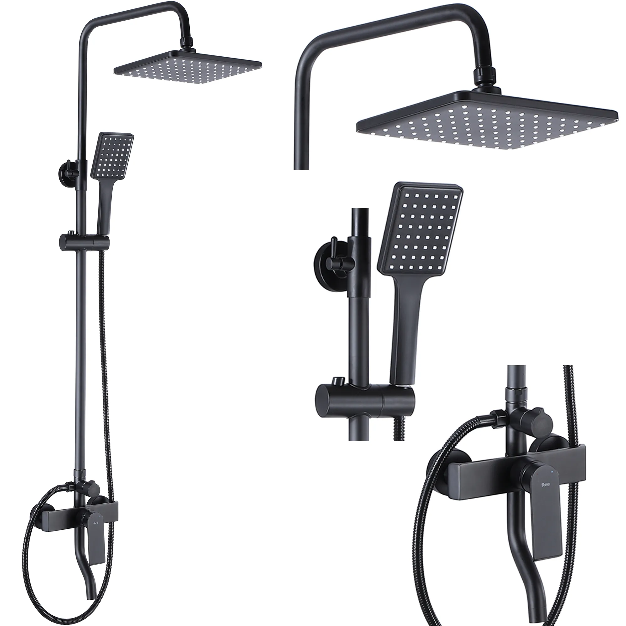 Set de duș culoare negru mat înălțime 122 cm material alamă/ABS model Hass Black Mat [2]