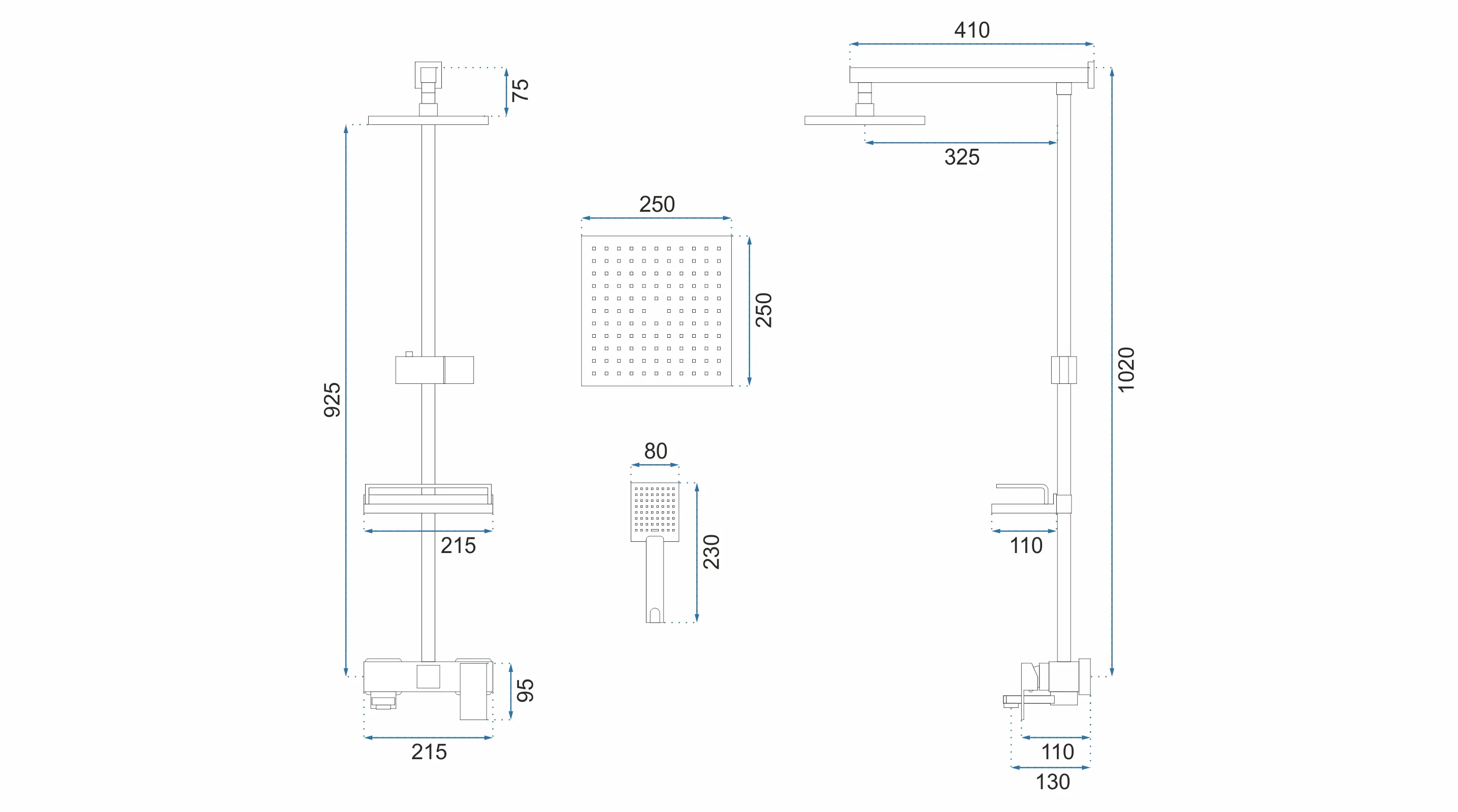 Set de duș culoare auriu înălțime 102 cm material alamă/ABS model Jack Gold [9]
