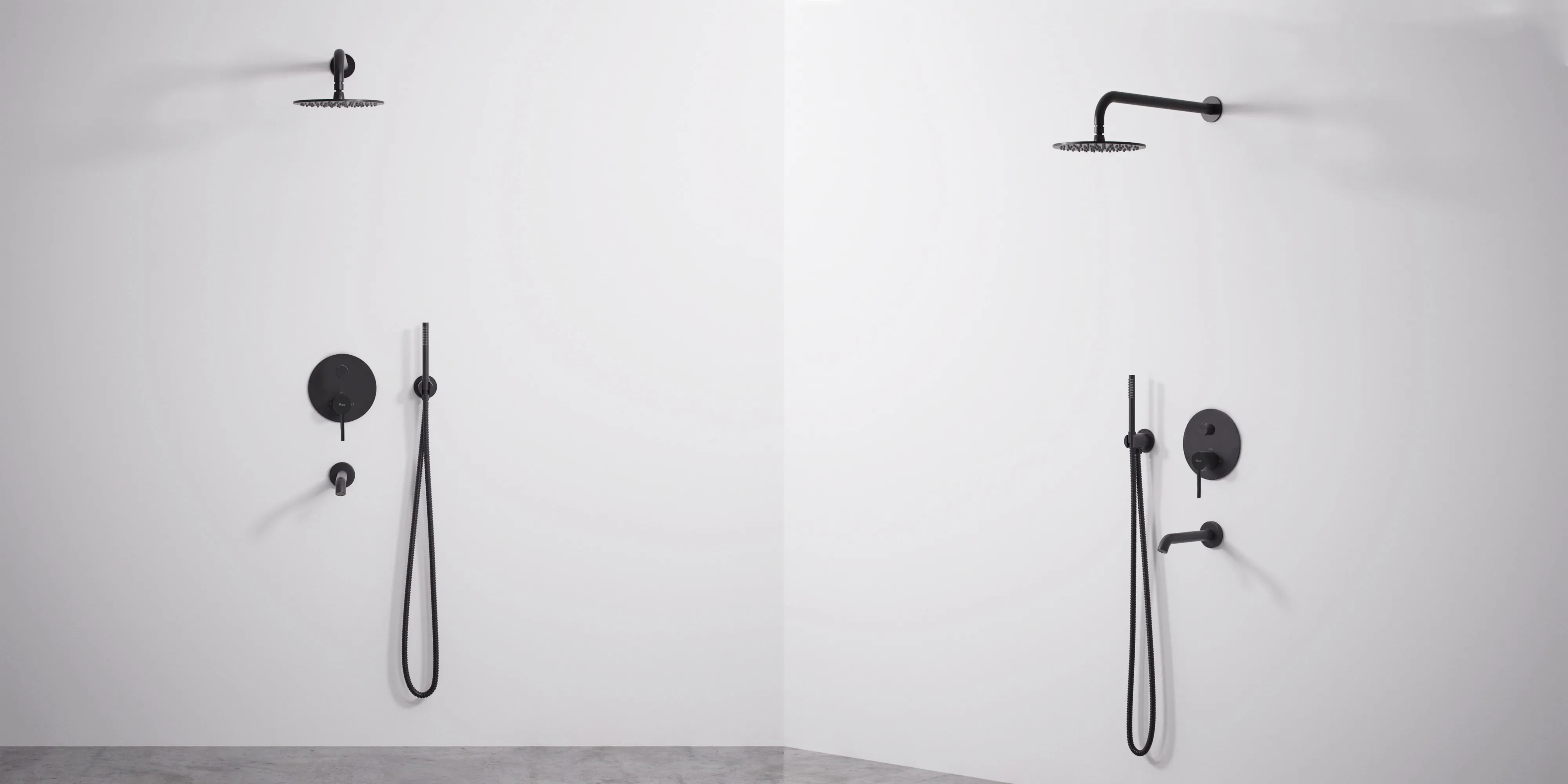 Set de duș încastrat în perete finisaj negru mat înălțime 16 cm model Lungo Spout Black Matt [2]