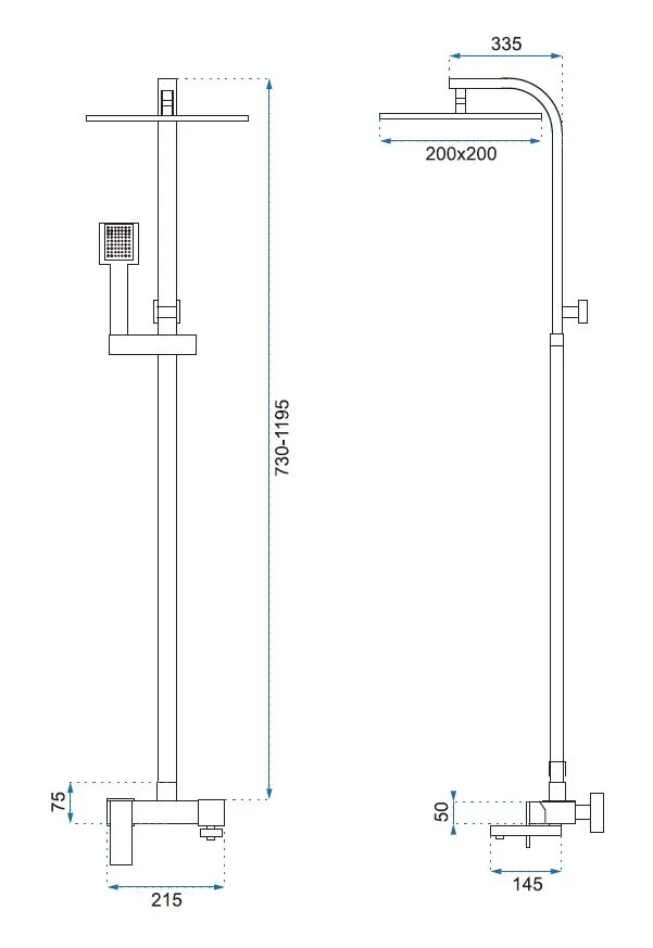Set de duș culoare crom înălțime 119 cm material alamă/ABS model Navaro Chrome [7]