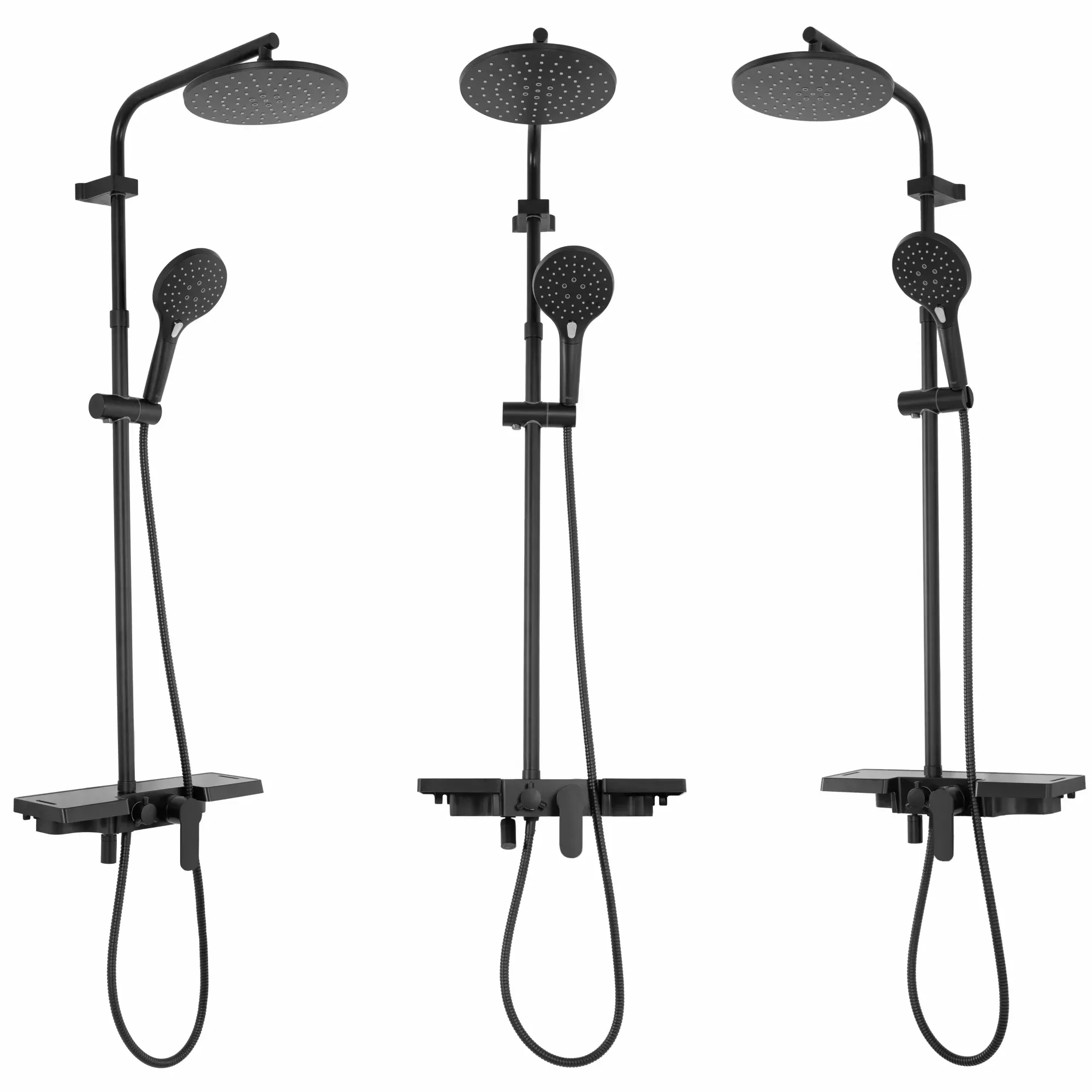 Set de duș culoare negru mat înălțime 117 cm material alamă/ABS model Santos Black Mat [3]