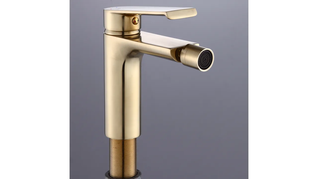 Baterie bideu culoare auriu periat înălțime 14 cm material alamă model Hass Gold Brushed [4]