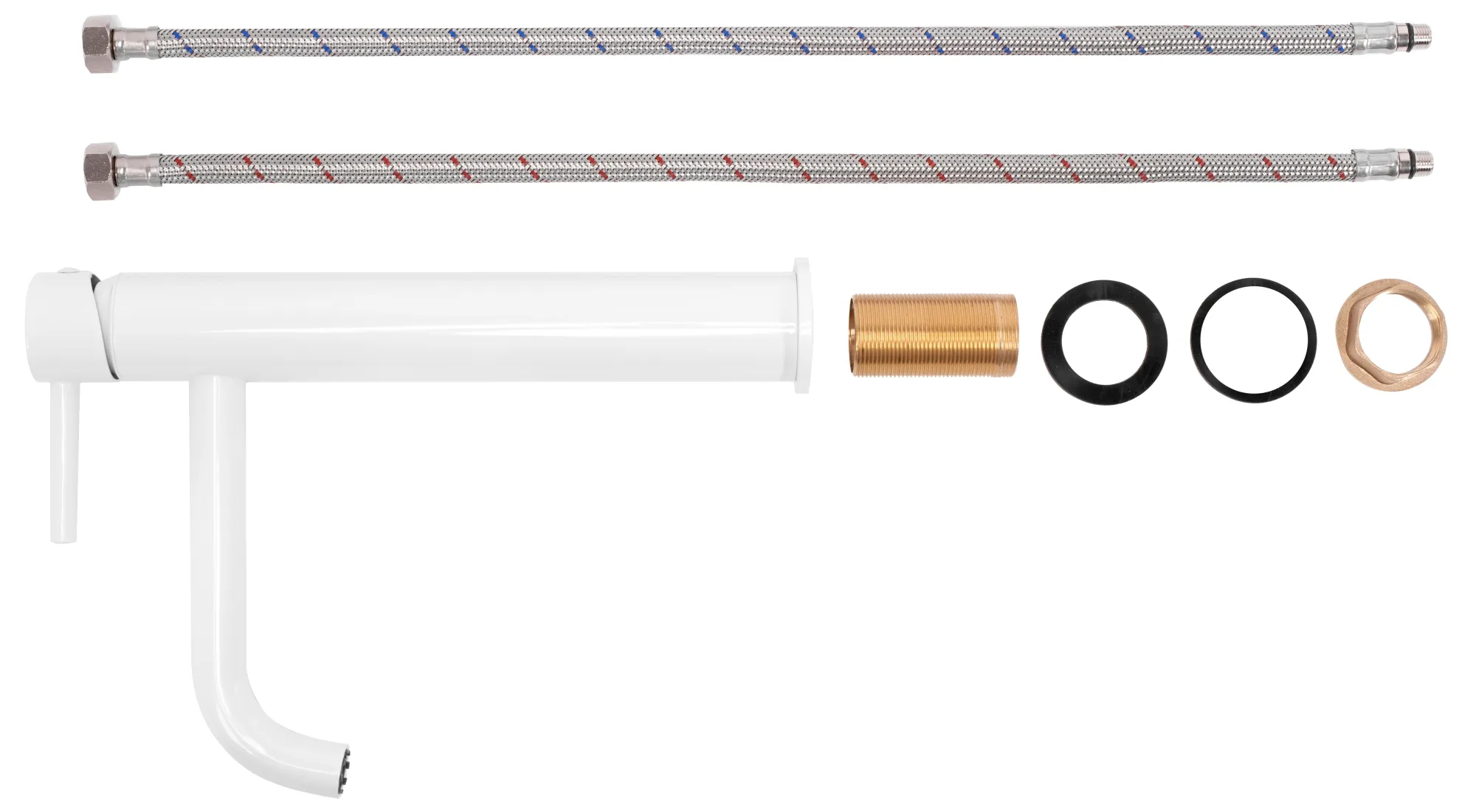 Baterie lavoar culoare albă înălțime 28 cm material alamă model Lungo White High [6]