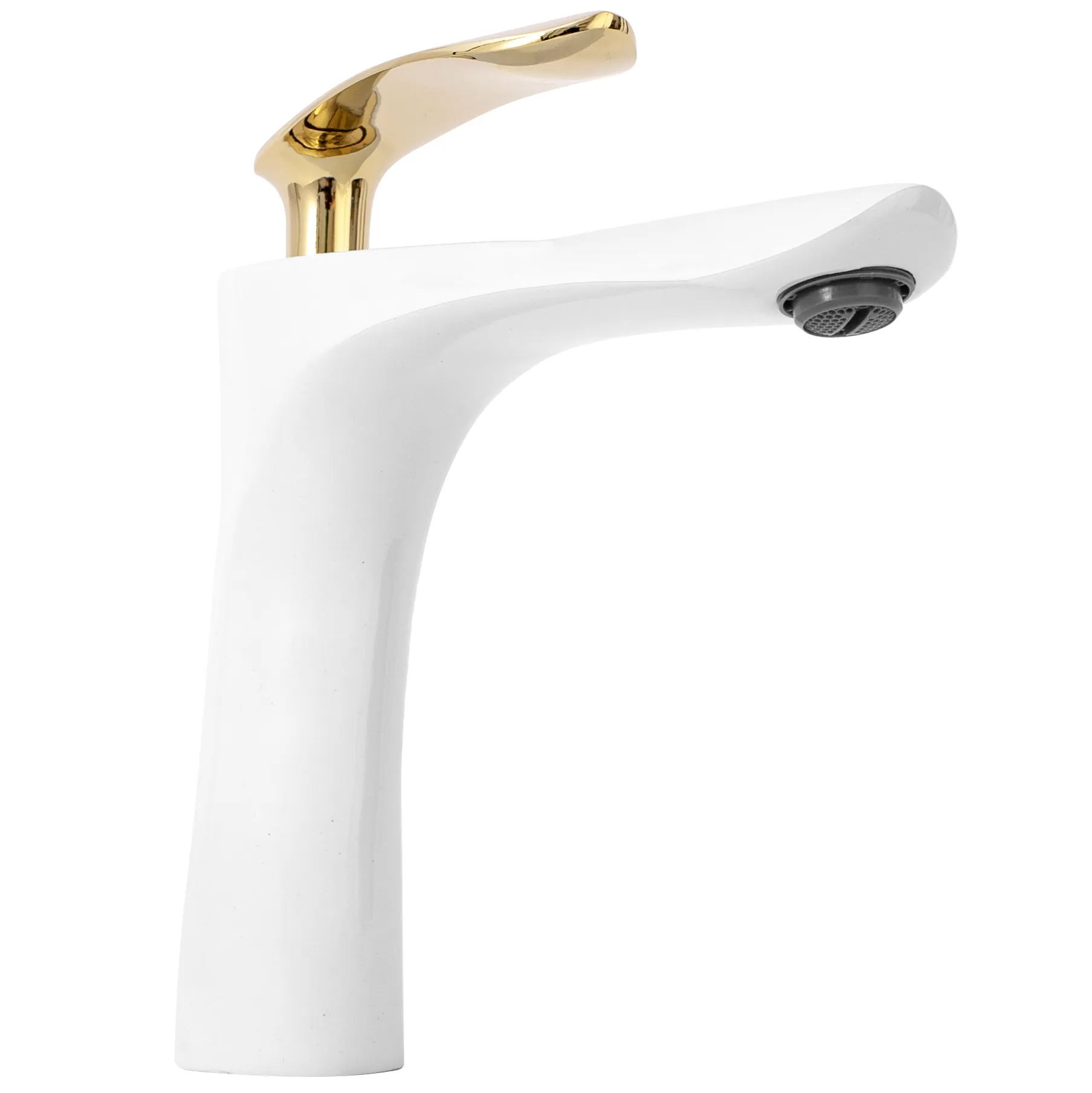 Baterie chiuvetă culoare albă înălțime 17 cm material alamă model Orbit White/Gold Low [3]