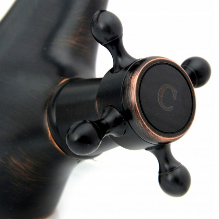 Baterie chiuvetă culoare negru mat înălțime 16.5 cm material alamă model Retro Old Black [8]