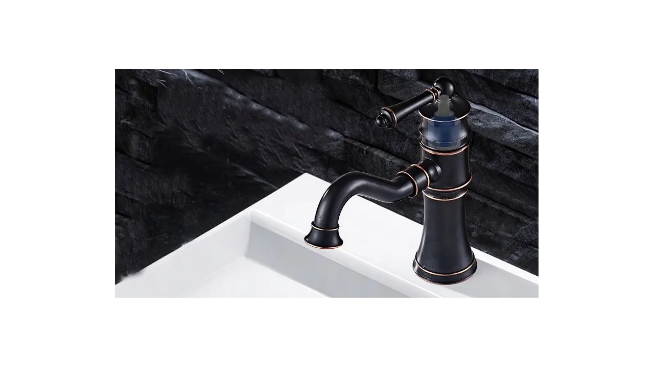 Baterie chiuvetă culoare neagră înălțime 21.5 cm material alamă model Vintage Old Black Low [6]