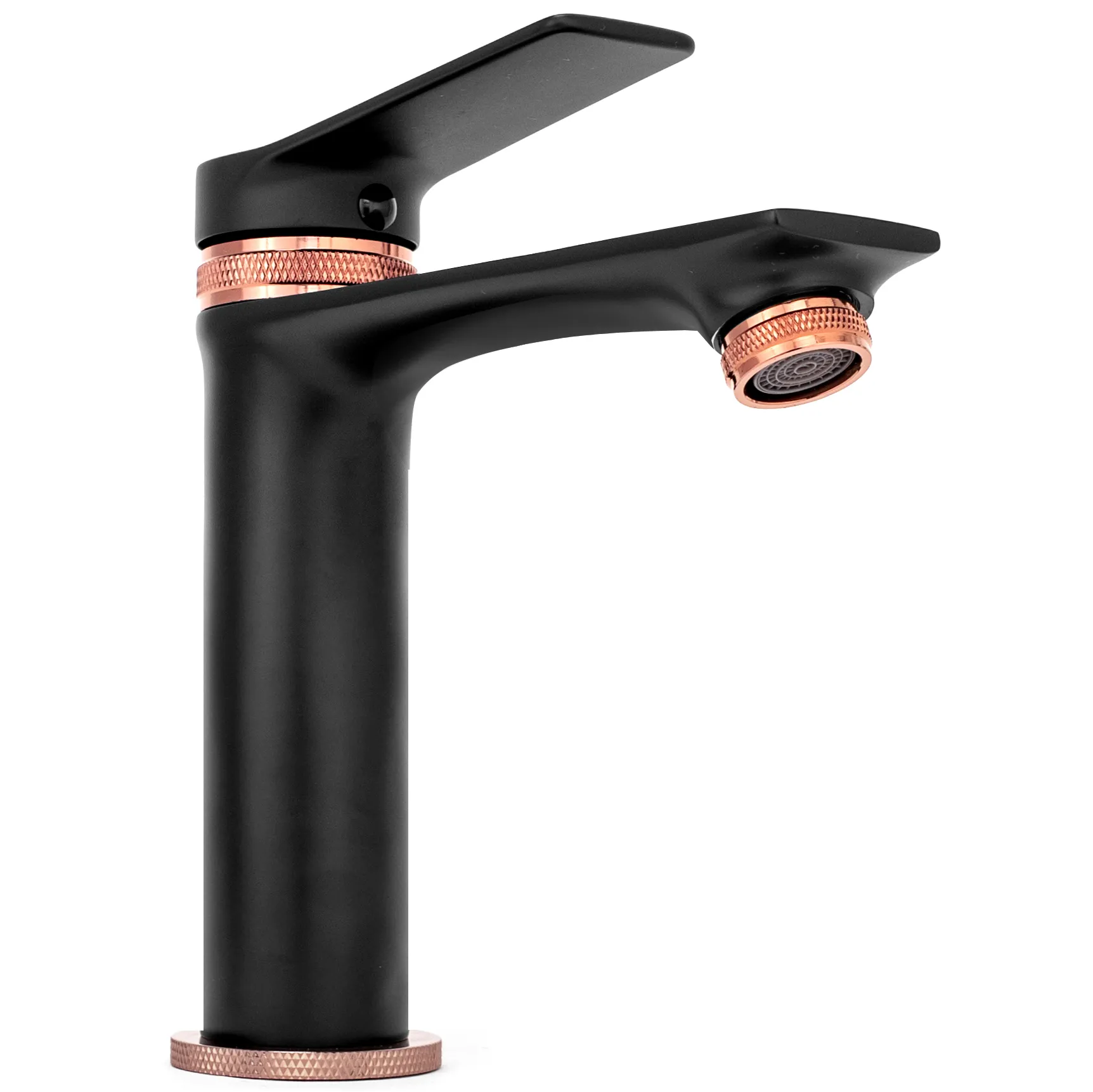 Baterie lavoar culoare neagră înălțime 18 cm material alamă model Viral Black/Rose Gold Low [3]