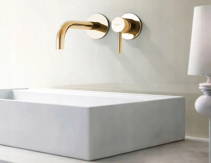 Baterie lavoar culoare auriu înălțime 11 cm material alamă model Lungo Gold [3]