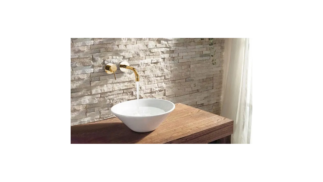 Baterie lavoar culoare auriu înălțime 11 cm material alamă model Lungo Gold [5]