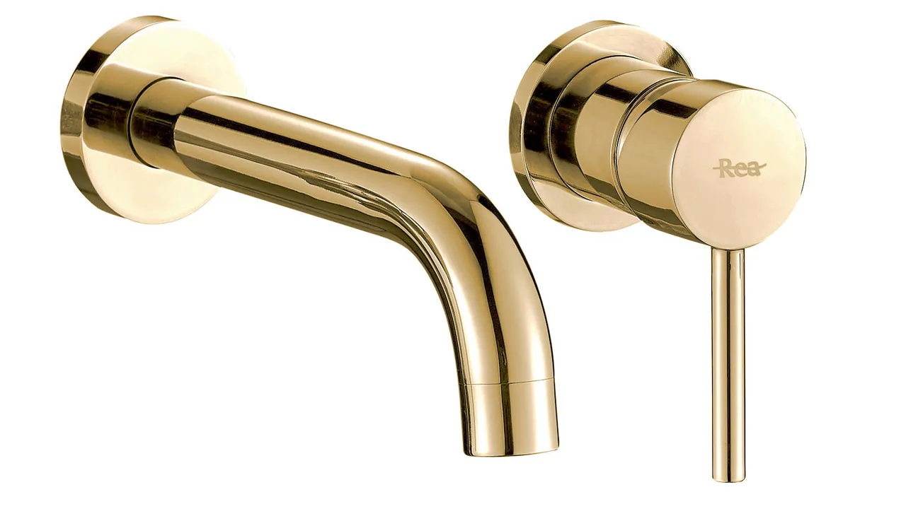 Baterie lavoar culoare auriu înălțime 11 cm material alamă model Lungo Gold [2]