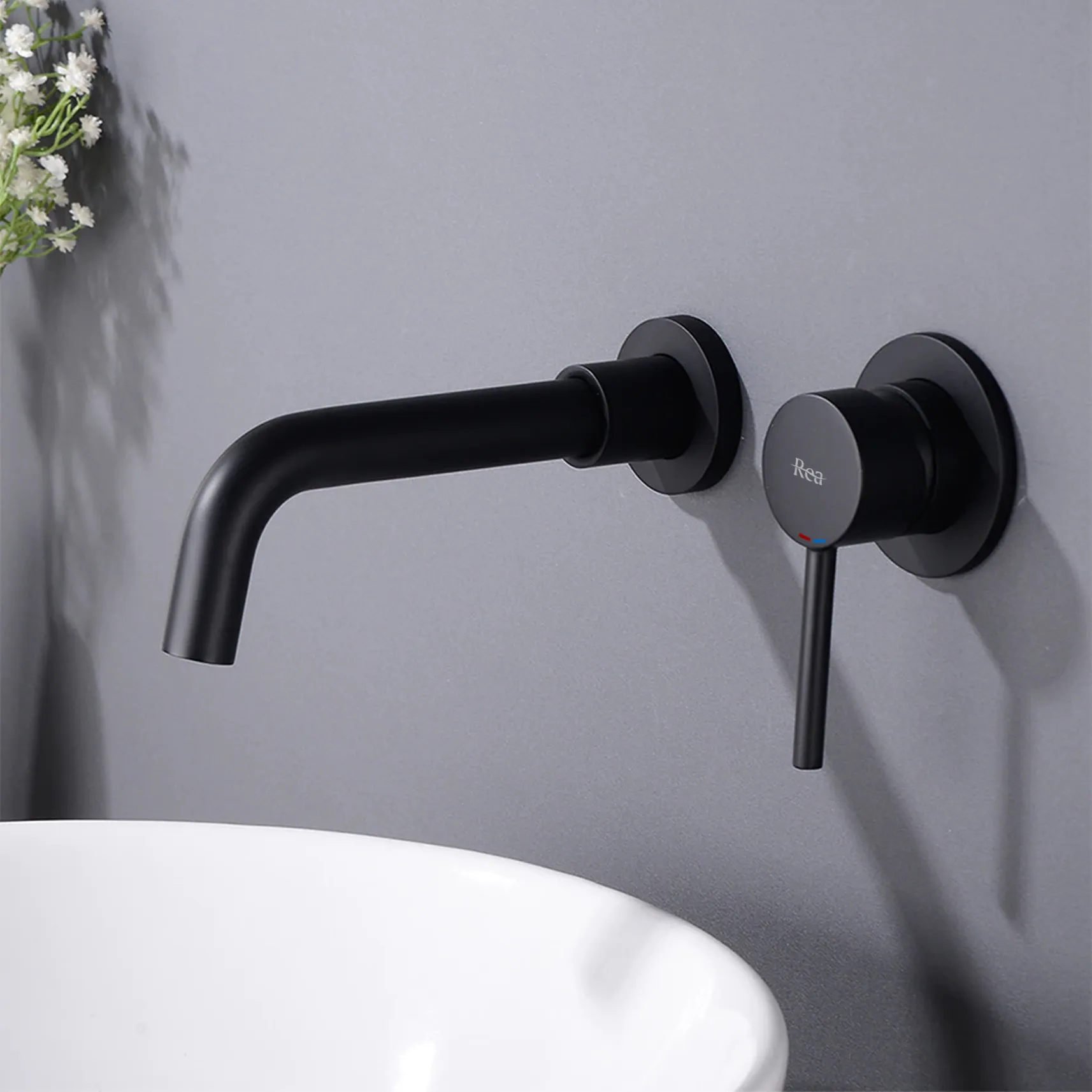 Baterie lavoar culoare negru mat înălțime 11 cm material alamă model inalta Lungo Long Black [5]